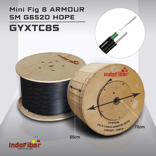 INDOFIBER FIG8 MINI Kabel udara ARMORED 6 CORE Kabel Armor (GYXTC8S)