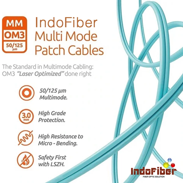 INDOFIBER patchcord fiber optic ST-LC multimode OM3 50/125um