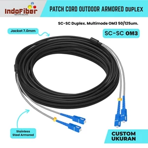 Indofiber Patchcord outdoor armored duplex multimode OM3 duplex 50/125um