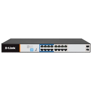 D-LINK Switch DGS-F1018P-E 16 Port 10/100/1000 Mbps PoE+2Port Uplink